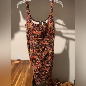 Floral corduroy mini dress